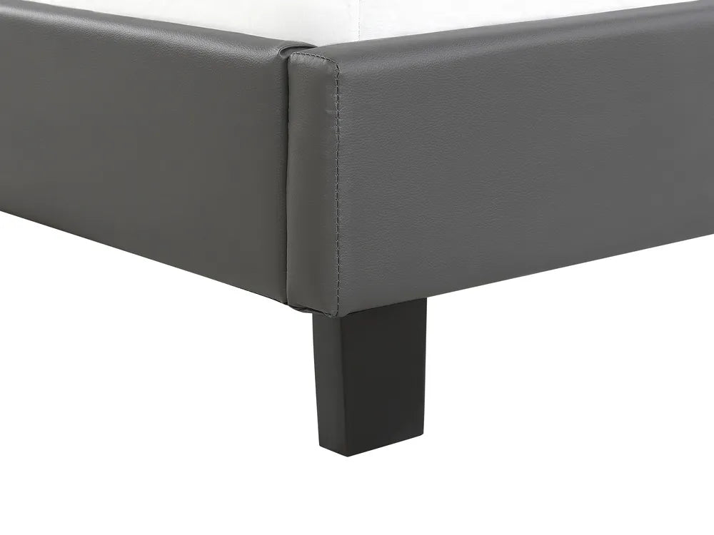 Bed Faux Leather 160 x 200 cm (EU King Size) Grey Odalys