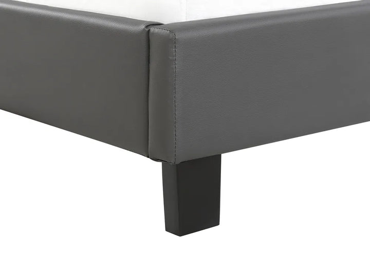 Bed Faux Leather 160 x 200 cm (EU King Size) Grey Odalys