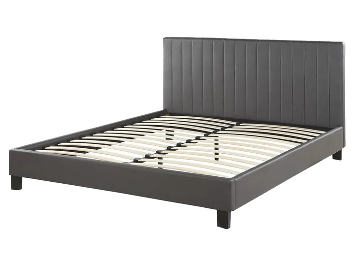 Bed Faux Leather 160 x 200 cm (EU King Size) Grey Odalys