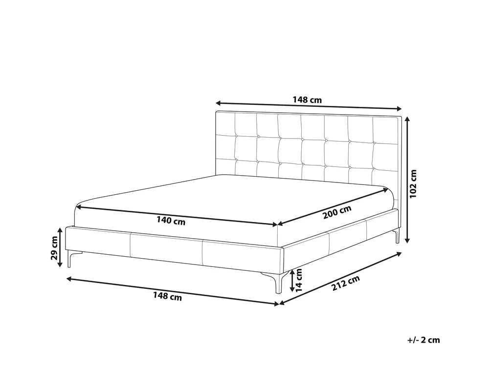 Bed Faux Leather 140 x 200 cm (EU Double) Taupe Rezana
