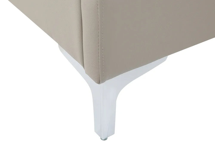 Bed Faux Leather 140 x 200 cm (EU Double) Taupe Rezana