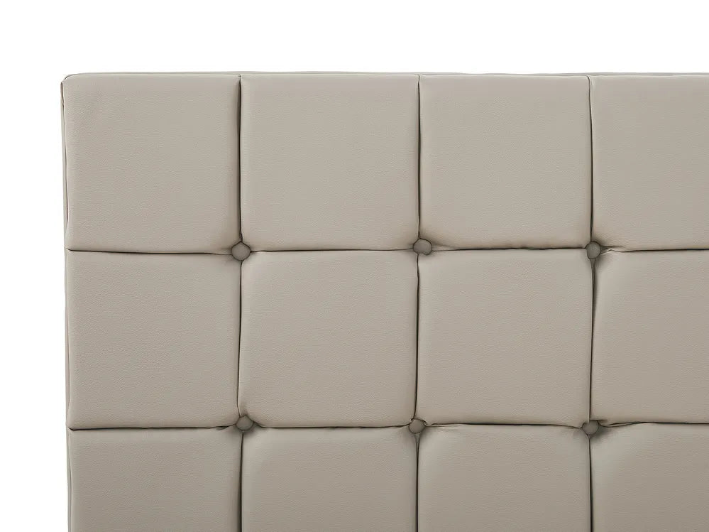Bed Faux Leather 140 x 200 cm (EU Double) Taupe Rezana