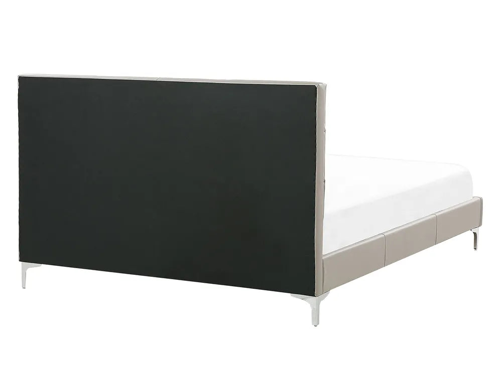 Bed Faux Leather 140 x 200 cm (EU Double) Taupe Rezana
