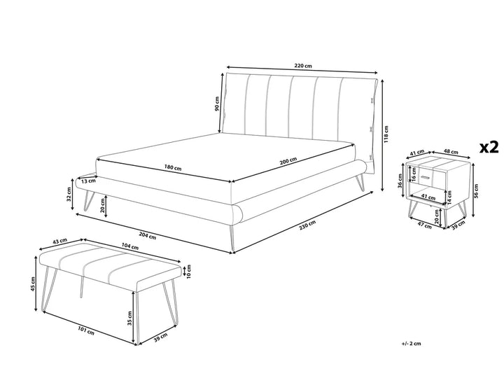 Bedroom Set Faux Leather 180 x 200 cm (EU Super King) Sand Beige Leavitt