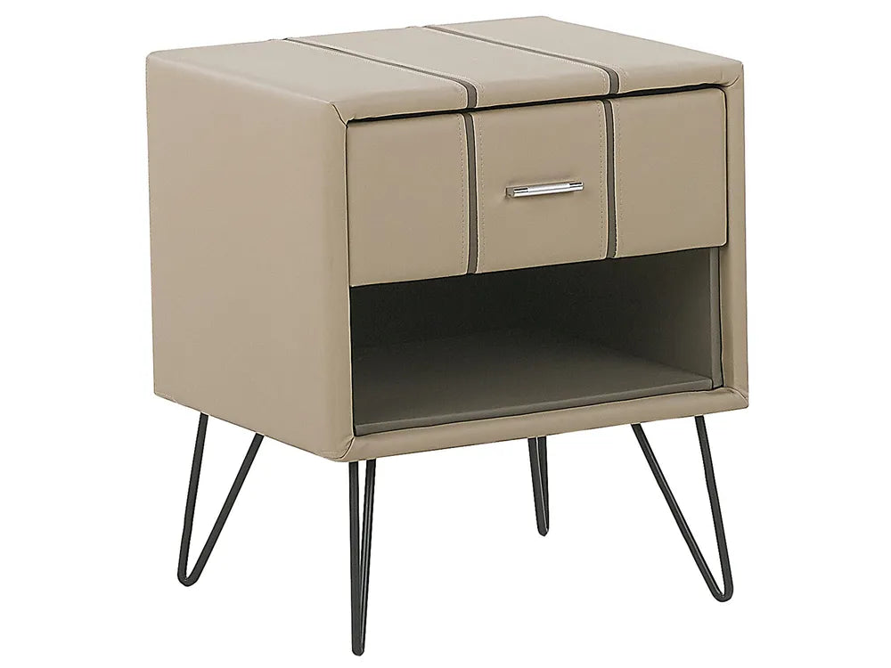 Bedroom Set Faux Leather 180 x 200 cm (EU Super King) Sand Beige Leavitt