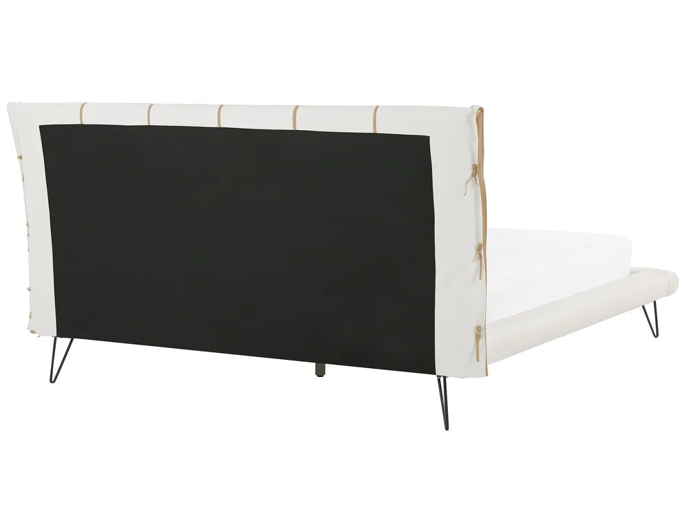 Bed Faux Leather 180 x 200 cm (EU Super King) Light Beige Leavitt