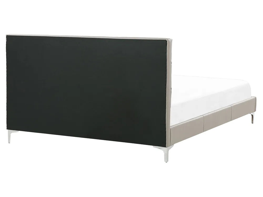 Bed Faux Leather 160 x 200 cm (EU King Size) Taupe Rezana