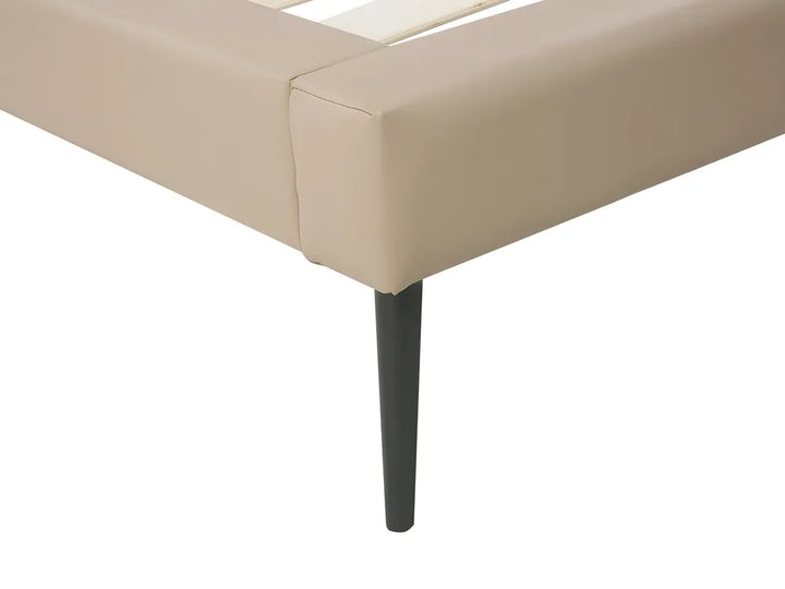 Bed Faux Leather 160 x 200 cm (EU King Size) Beige Aldiana