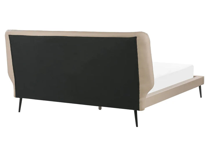 Bed Faux Leather 160 x 200 cm (EU King Size) Beige Aldiana