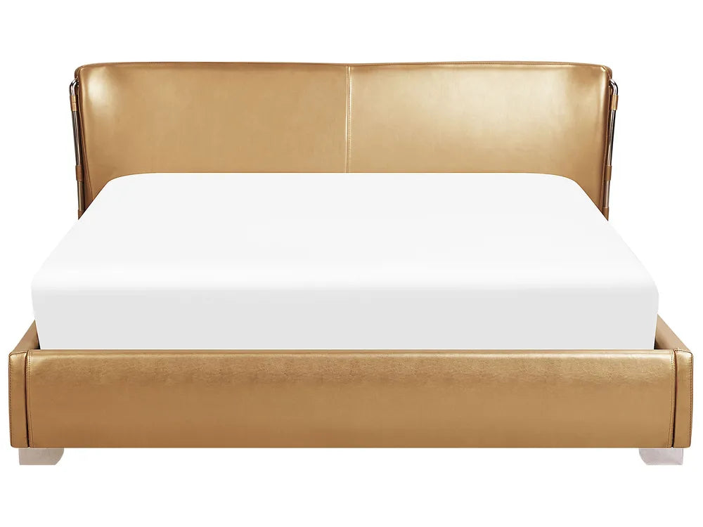 Bed with LED Leather 180 x 200 cm (EU Super King) LED Gold Arlex