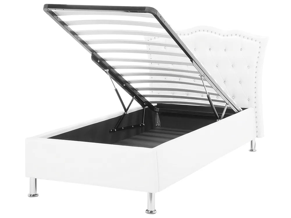 Ottoman Bed Faux Leather 90 x 200 cm (EU Single) White Minas