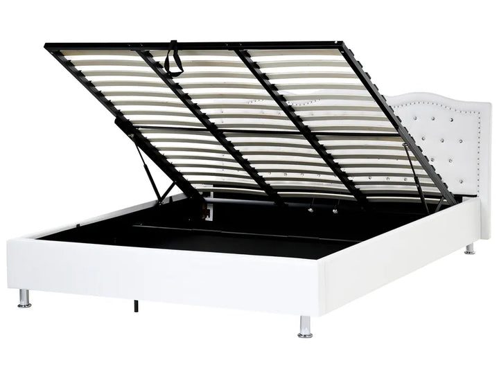 Modern white upholstered ottoman bed