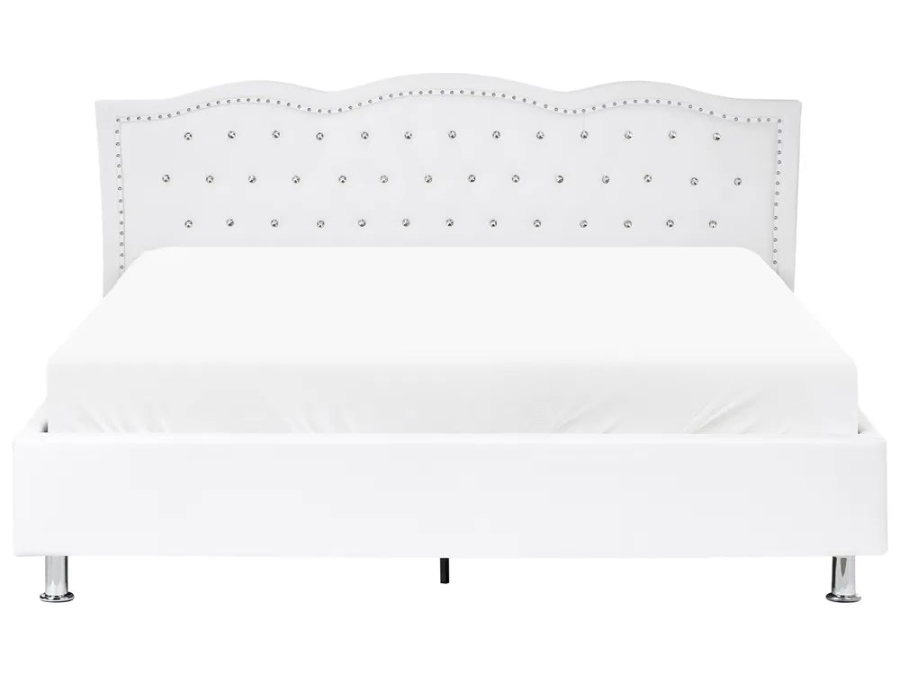 Ottoman Bed Faux Leather 180 x 200 cm (EU Super King) White Minas