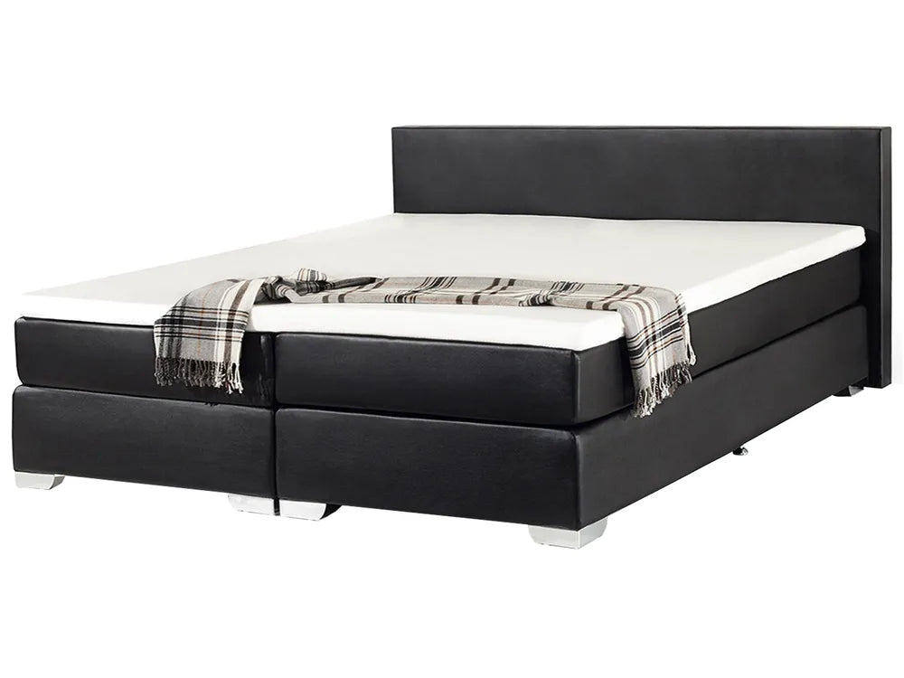 Black faux leather super king divan bed