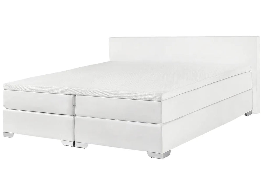 White faux leather super king divan bed