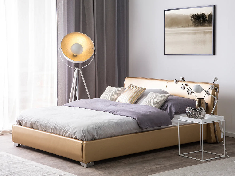 Luxury gold upholstered bed frame