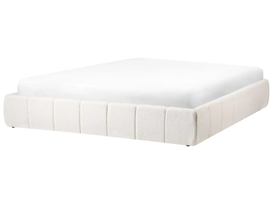 Off-white boucle super king ottoman bed