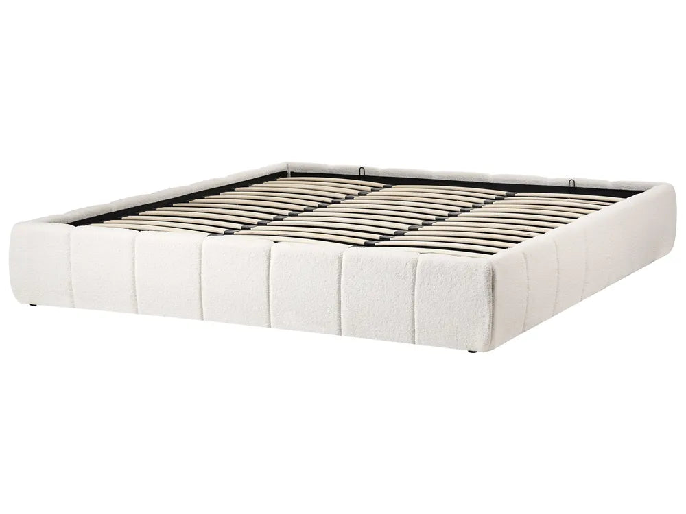 Ottoman Bed without Headboard Boucle 180 x 200 cm (EU Super King) Off-White Berte