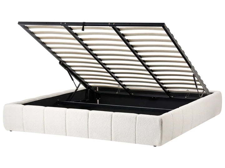 Boucle ottoman bed without headboard