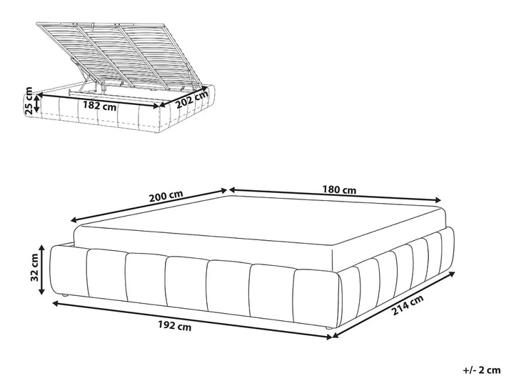 Ottoman Bed without Headboard Fabric 180 x 200 cm (EU Super King) Beige Berte