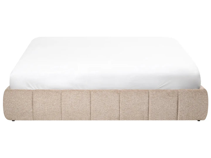 Ottoman Bed without Headboard Fabric 180 x 200 cm (EU Super King) Beige Berte