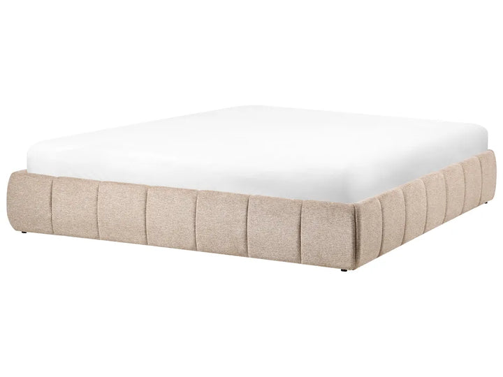 Beige fabric super king ottoman bed