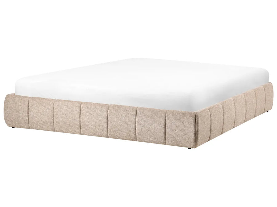 Beige fabric super king ottoman bed