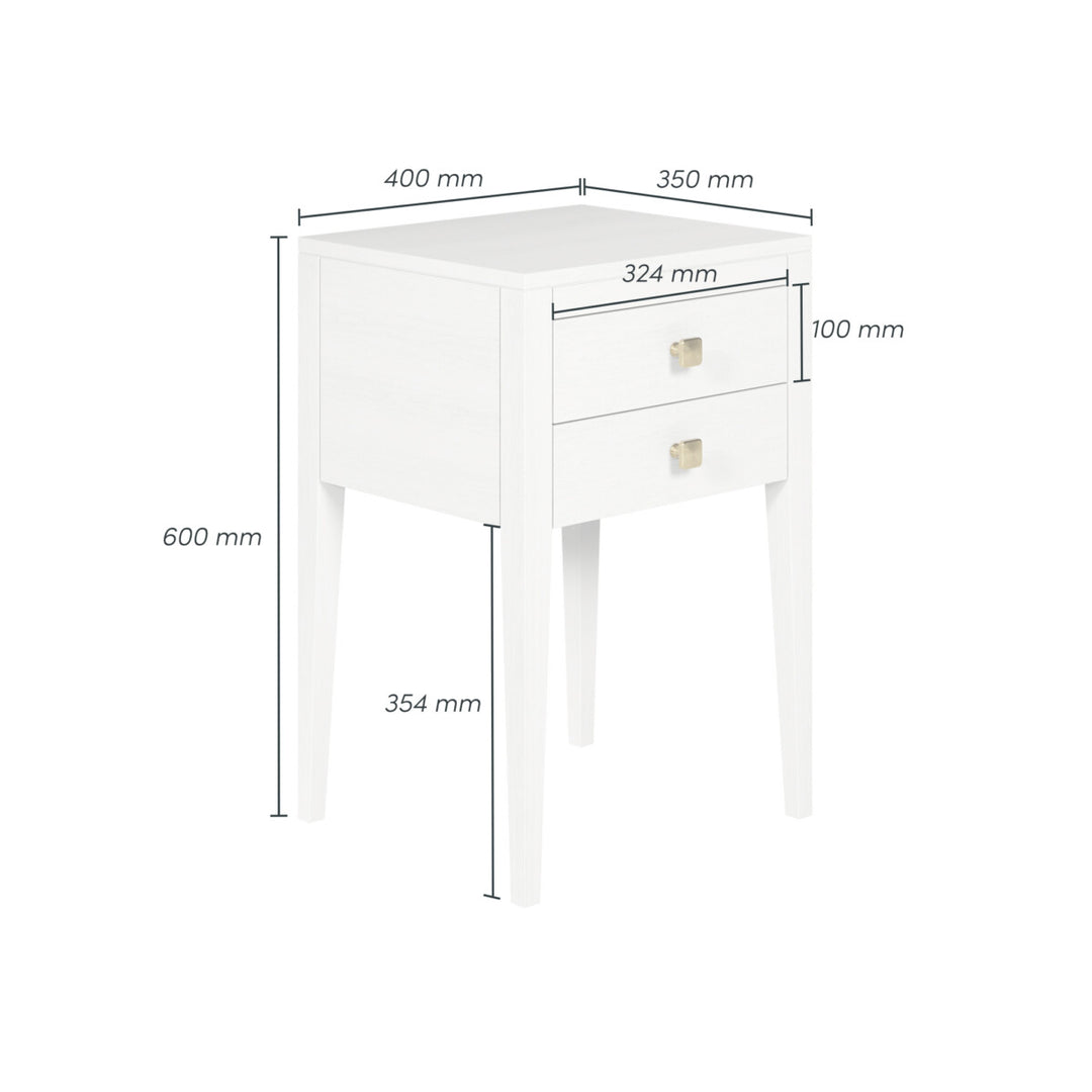 D.I. Designs Radford White Oak Wood Bedside Table | 2 Drawers
