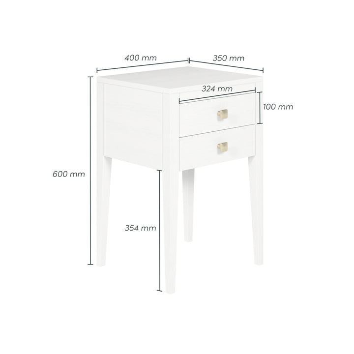 D.I. Designs Radford White Oak Wood Bedside Table | 2 Drawers
