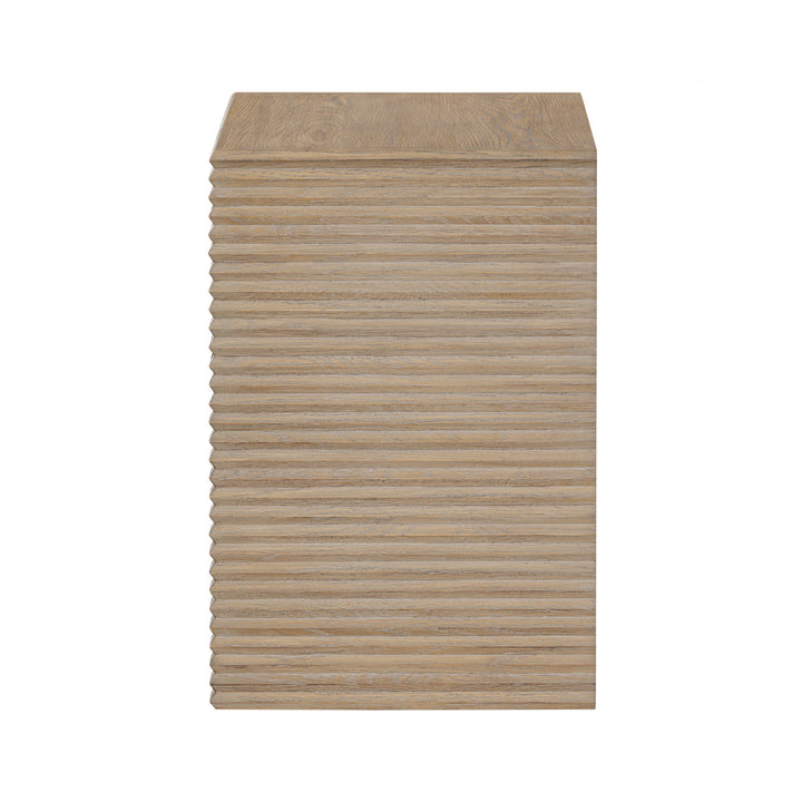 D.I. Designs Wickham Natural Oak Wood Ribbed Square Bedside Table | 1 Drawer