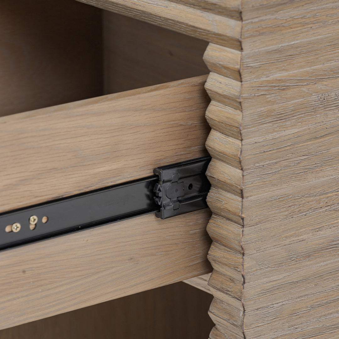 D.I. Designs Wickham Natural Oak Wood Ribbed Square Bedside Table | 1 Drawer