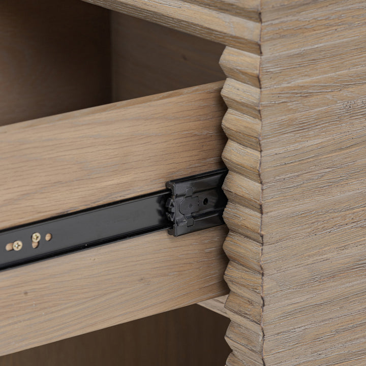 D.I. Designs Wickham Natural Oak Wood Ribbed Square Bedside Table | 1 Drawer