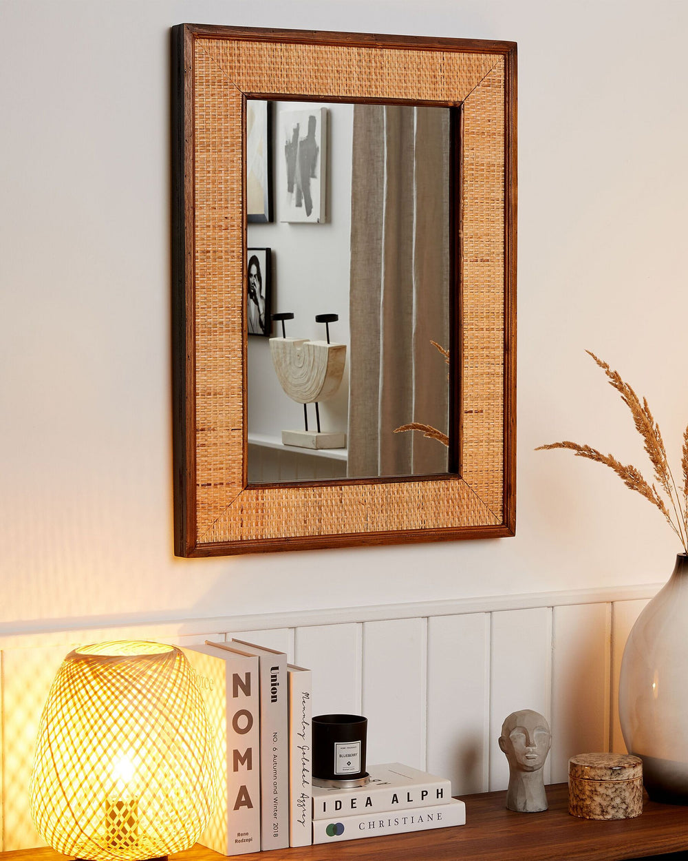 Iguala Wall Mirror Bamboo Wood Natural