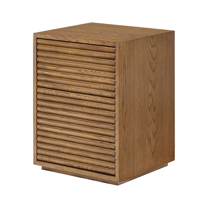 D.I. Designs Charlton Ribbed Walnut Oak Wood Bedside Table | 2 Drawer