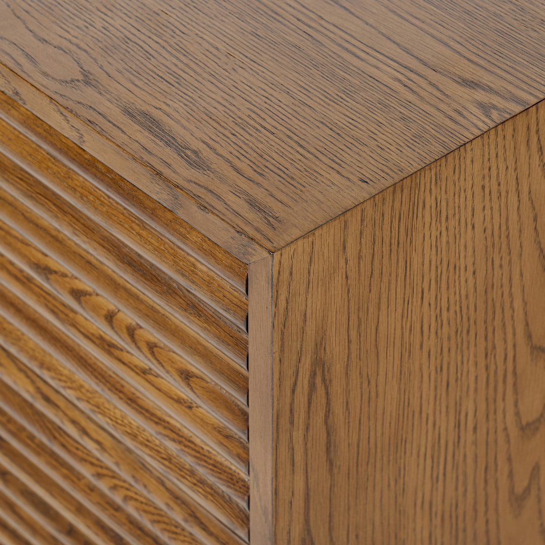 D.I. Designs Charlton Ribbed Walnut Oak Wood Bedside Table | 2 Drawer