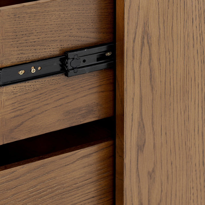 D.I. Designs Charlton Ribbed Walnut Oak Wood Bedside Table | 2 Drawer