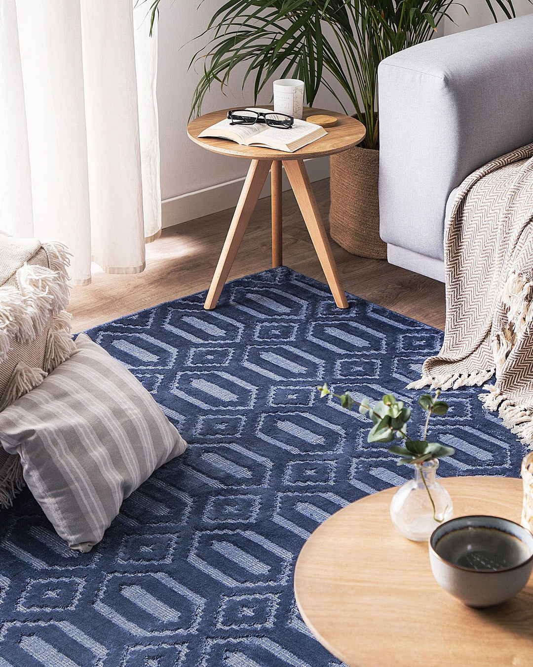 Adatepe Viscose Rug 160 x 230 cm Navy Blue