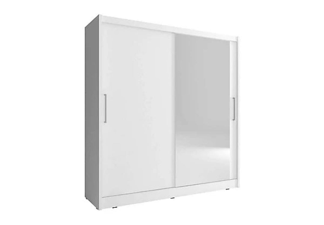 Maja I Sliding Door Wardrobe with Mirror 200cm in White