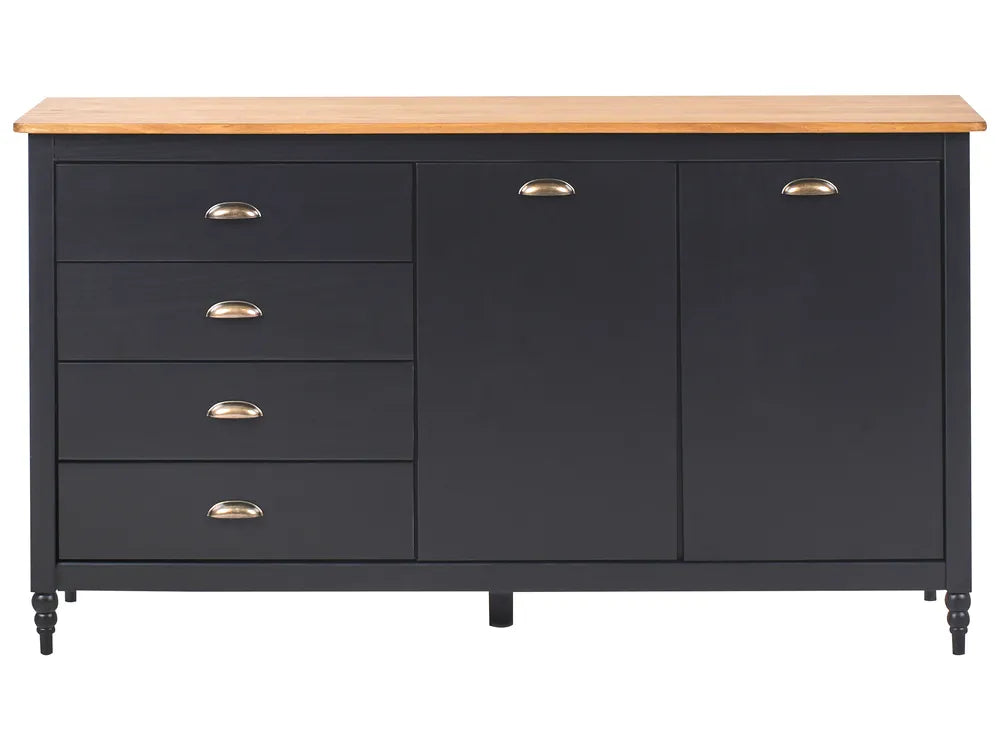 2 Door Sideboard Pine Wood Black Collynns
