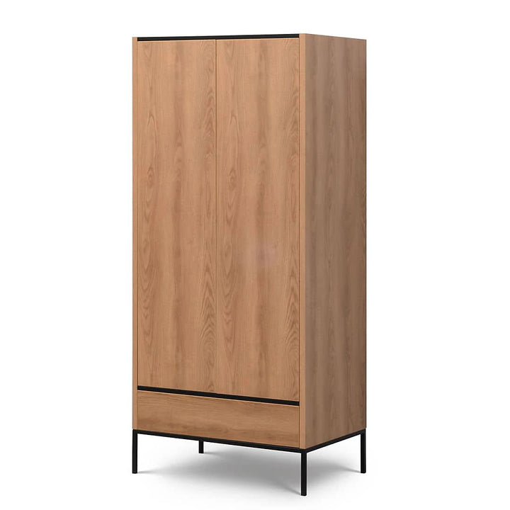 Stylish Loft Caramel Hinged Wardrobe H200cm with Hanging Rail and Drawer