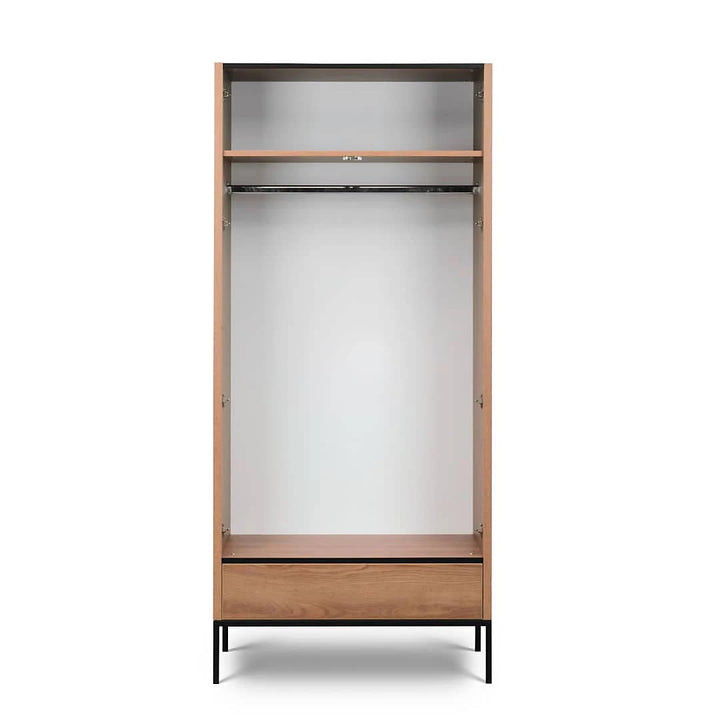 Stylish Loft Caramel Hinged Wardrobe H200cm with Hanging Rail and Drawer