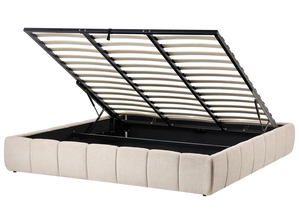 Modern upholstered ottoman bed beige
