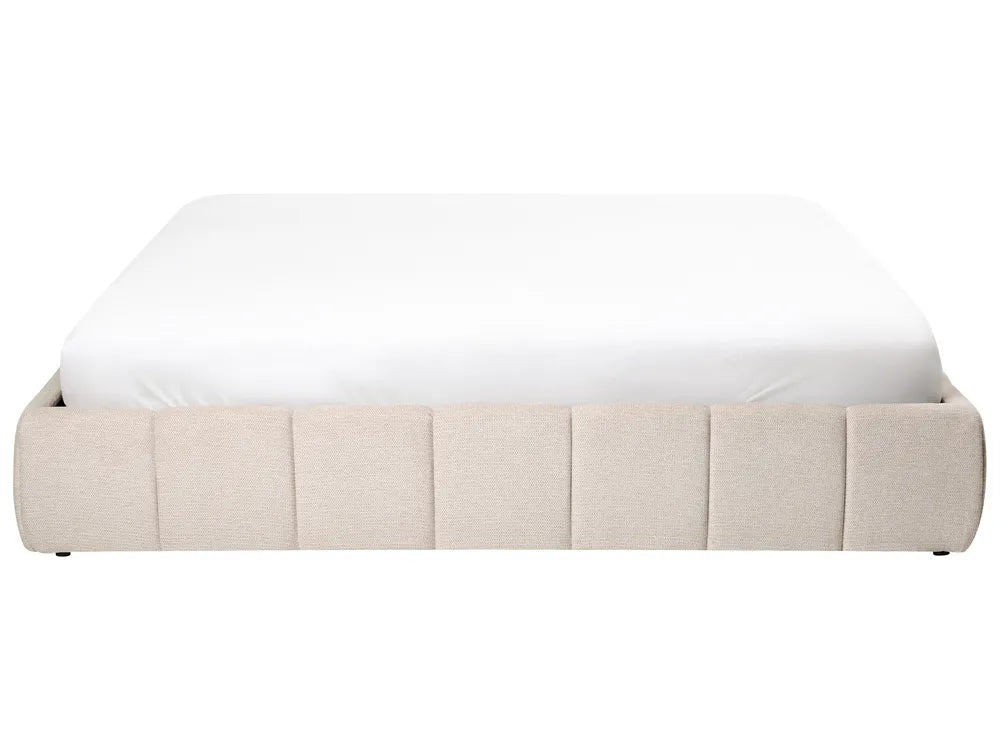 Ottoman Bed without Headboard Fabric 180 x 200 cm (EU Super King) Light Beige Berte