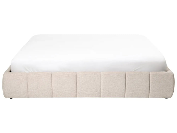 Ottoman Bed without Headboard Fabric 180 x 200 cm (EU Super King) Light Beige Berte