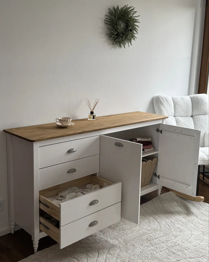 2 Door Sideboard Pine Wood White Collynns