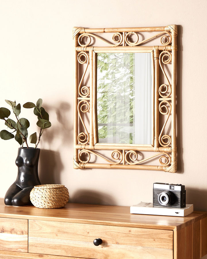 Wall Mirror Amanu Rattan Natural Brown