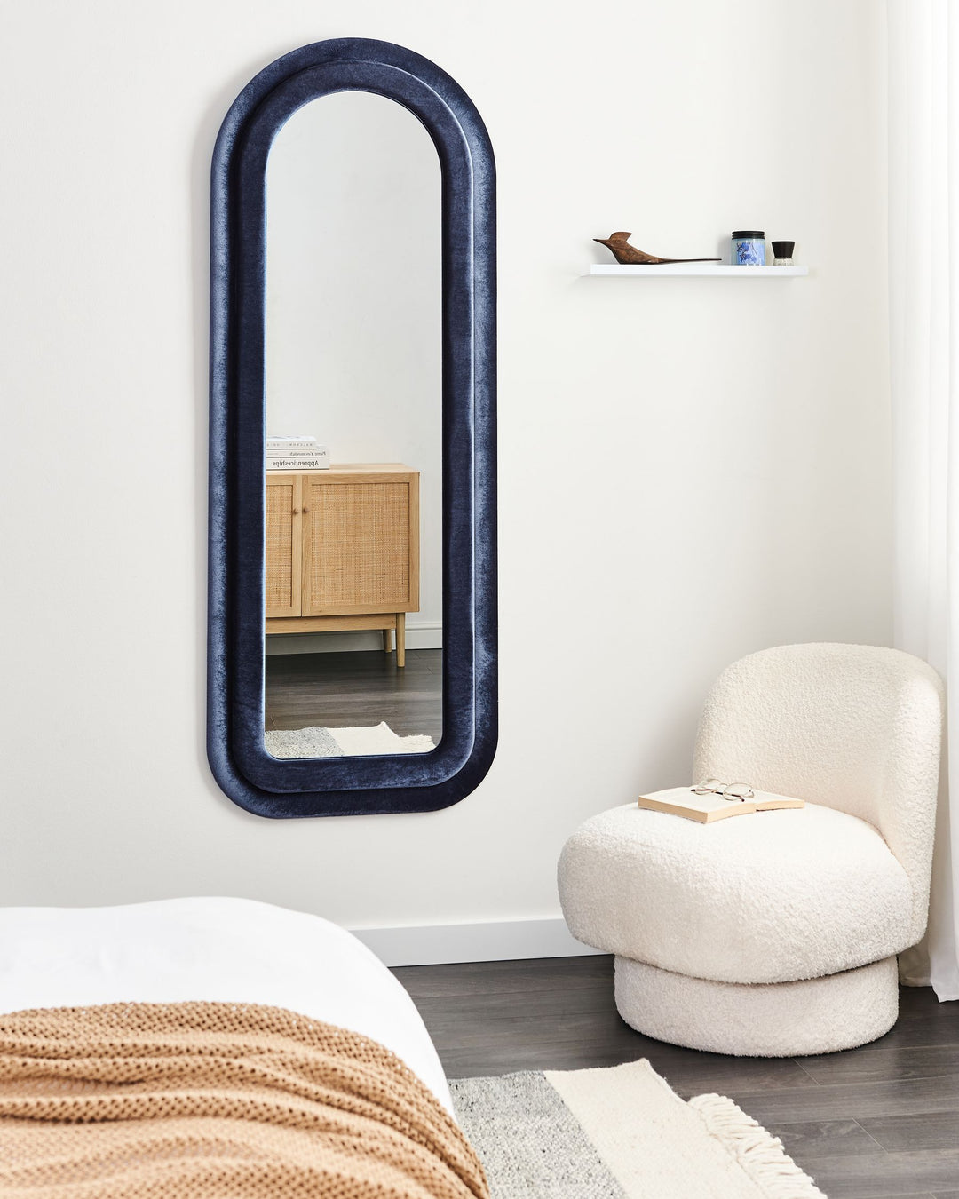 Wall Mirror Culan Velvet Dark Blue