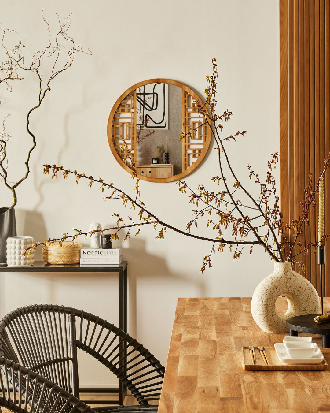 Wall Mirror Firminy Fir Wood Natural