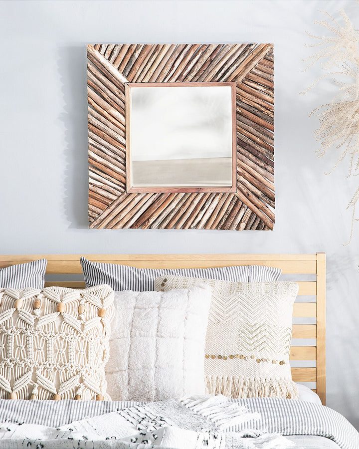 Wall Mirror Kanab Teak Wood Brown