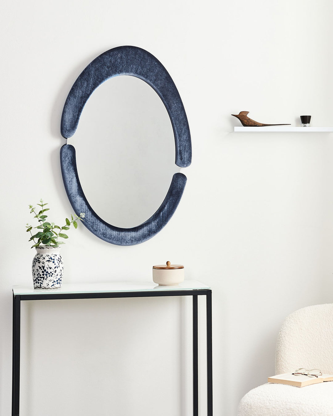 Wall Mirror Massay Velvet Dark Blue